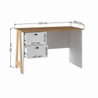Стол письменный с ящиками Бетти, 1205х605х750, Белый/Крафт золотой