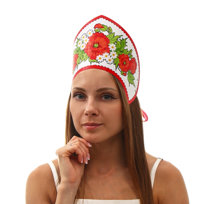 Кокошник «Маки в ромашках», бумага Кокошник «Маки в ромашках», бумага