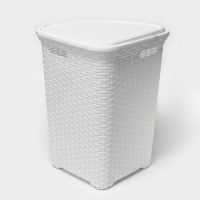 Корзина для белья угловая с крышкой &laquo;Ротанг&raquo;, 60 л, 40&times;40&times;58 см, цвет белый