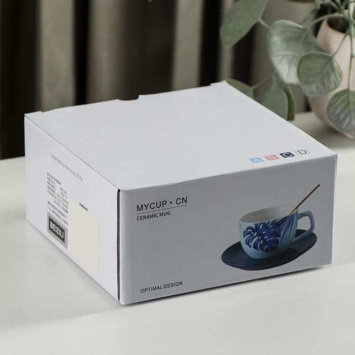 Чайная пара керамическая с ложкой &laquo;Ариэль&raquo;, 2 предмета: чашка 250 мл, блюдце