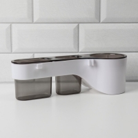 Органайзер для хранения, навесной, 3 секции, с клеевой основой, 28,7 × 10,5 × 8,5 см, цвет коричневый/белый Органайзер для хранения, навесной, 3 секции, с клеевой основой, 28,7 × 10,5 × 8,5 см, цвет коричневый/белый