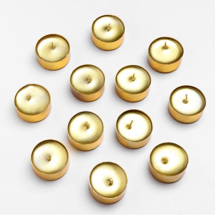 Набор свечей в гильзе Набор свечей в гильзе "Круг", 12 шт, металлик, золото