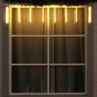 Гирлянда &laquo;Сосульки&raquo; 2.5 &times; 0.3 м, IP65, прозрачная нить, 192 LED, свечение тёплое белое с эффектом стекания, 12 В