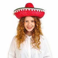 Карнавальная шляпа «Сомбреро», цвет красный Карнавальная шляпа «Сомбреро», цвет красный