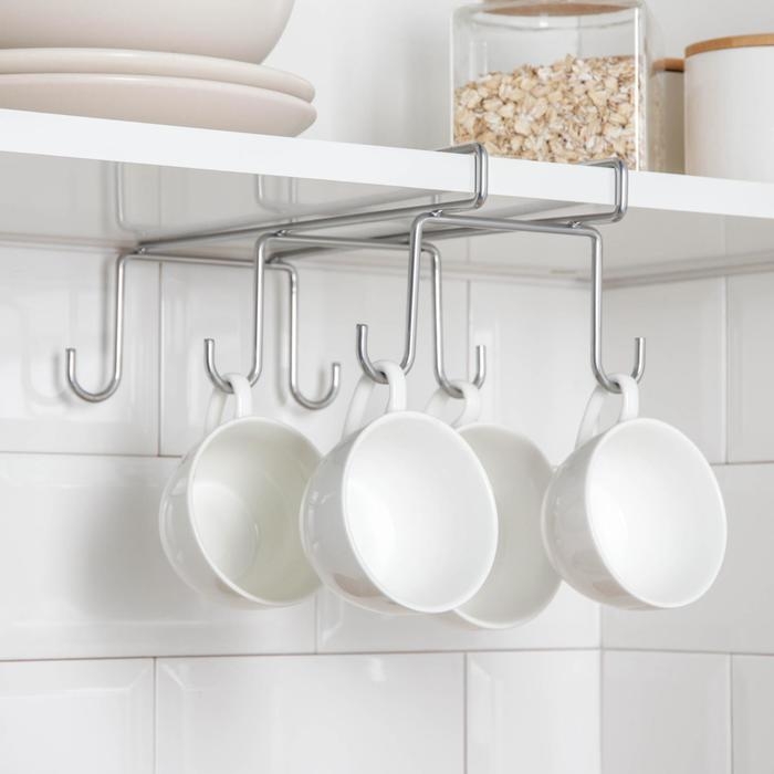 Держатель для кружек подвесной на 6 предметов, 16&times;27&times;10 см, цвет хром зеркальный