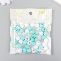 Бусины пластик "Кристалл многогранник. Мятный, белый, прозрачный" набор 30 гр 1х1х1 см Бусины пластик "Кристалл многогранник. Мятный, белый, прозрачный" набор 30 гр 1х1х1 см