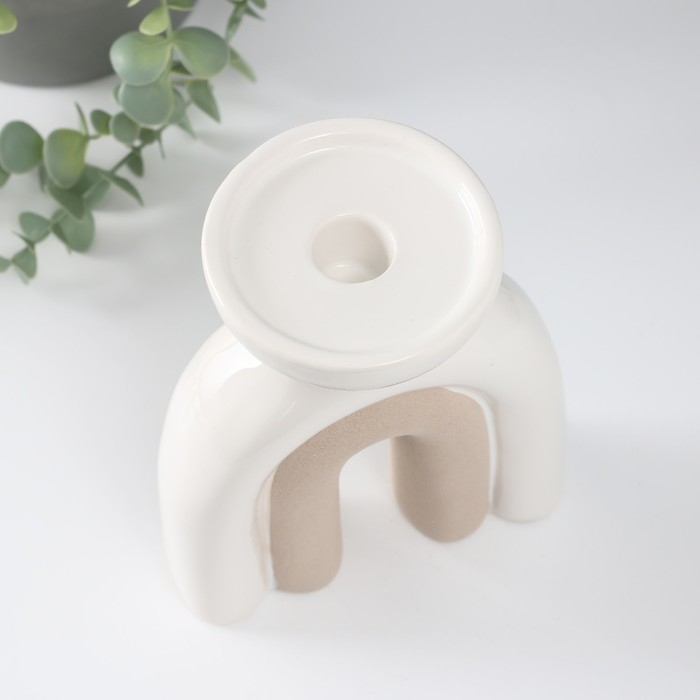 Подсвечник керамика на 1 свечу Подсвечник керамика на 1 свечу "Медуза" песочно-белый 13,5х8,7х18 см