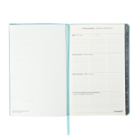 Еженедельник датир 2025г мягк обл иск кож А5 80л ESCALADA, бл тис, кр бл 70 г/м&sup2;, синий