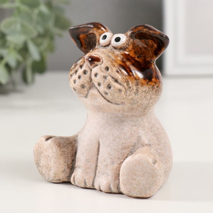 Сувенир керамика "Пёсик сидит" 7,8х8,8х9,5 см