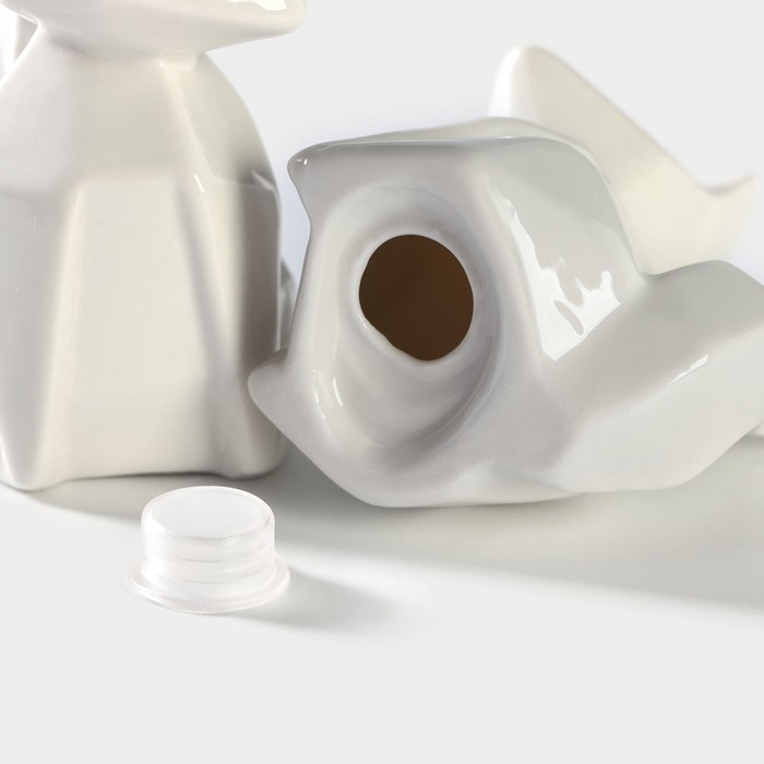 Набор фарфоровый для специй на бамбуковой подставке BellaTenero &laquo;Лисы&raquo;, 3 предмета: солонка 80 мл, перечница 80 мл, подставка, цвет белый