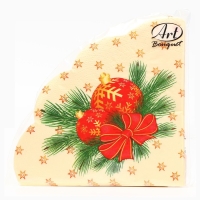 Новый год. Салфетки бумажные Art Bouquet Rondo "Новогодние шары", 3 слоя, d 32, 12 шт Новый год. Салфетки бумажные Art Bouquet Rondo "Новогодние шары", 3 слоя, d 32, 12 шт