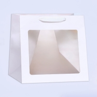 Пакет подарочный, крафт, с окном, &laquo;Белый&raquo;, 25 х 25 х 25 см