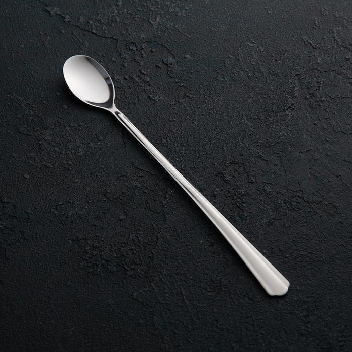 Ложка для коктейлей &laquo;Новинка&raquo;, длина 20 см, толщина 1,2 мм, упрощённой обработки, цвет серебряный