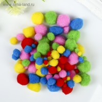 Помпоны для творчества, ассорти, 5 цветов, 8 мм/15 мм/25 мм, (набор 100 шт) Помпоны для творчества, ассорти, 5 цветов, 8 мм/15 мм/25 мм, (набор 100 шт)