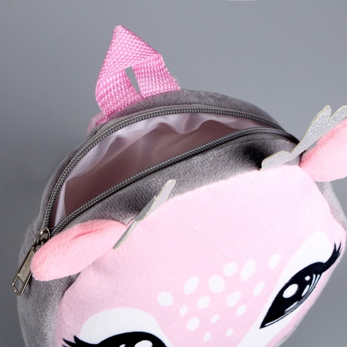 Рюкзак детский плюшевый, круглый &laquo;Оленёнок&raquo;, 18 &times; 18 см