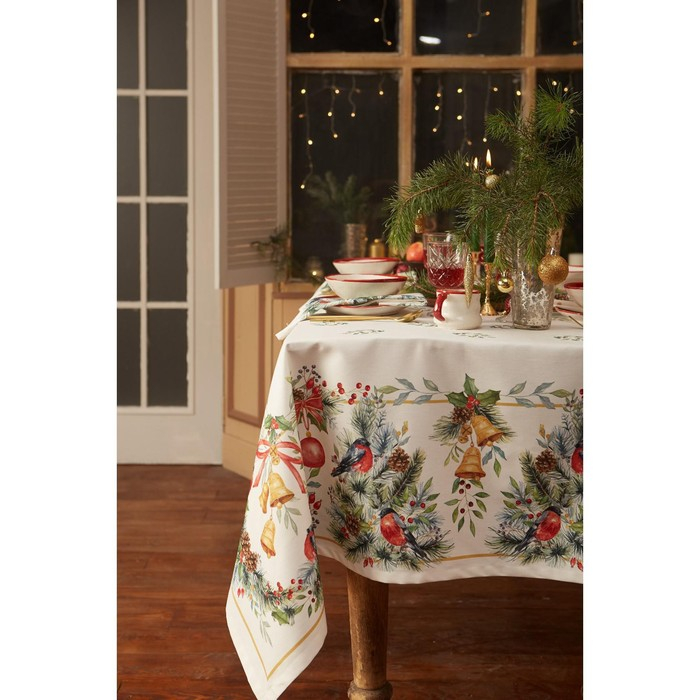 Скатерть Этель "Сhristmas bells" скатерть 150х220 +/-3см с ГМВО, 100%хл, саржа 190гр/м2