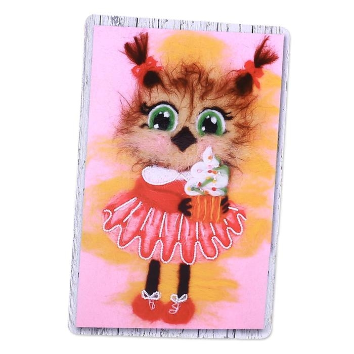 Валяние из шерсти. Картина «Сова с кексом», А4, набор для творчества Валяние из шерсти. Картина «Сова с кексом», А4, набор для творчества