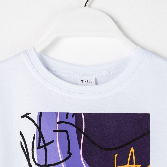 Футболка детская MINAKU Colors, цвет белый/фиолетовый, рост 104 Футболка детская MINAKU Colors, цвет белый/фиолетовый, рост 104