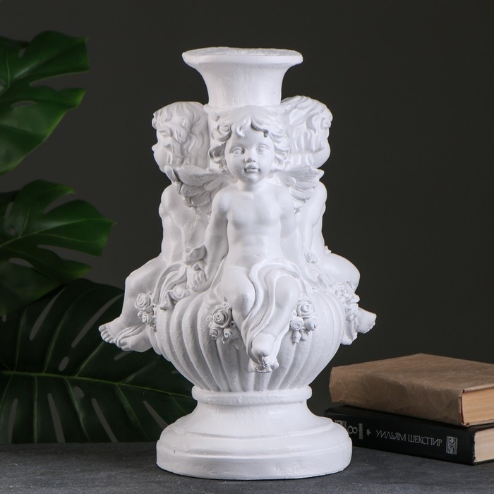 Фигура - подставка Фигура - подставка "Три ангела на шаре" белая, 26х26х44см