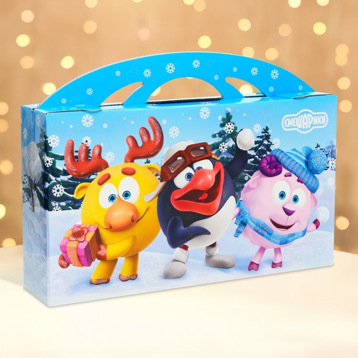Новый год. Подарочная коробка Новогодняя Портфель макси широкий Новый год. Подарочная коробка Новогодняя Портфель макси широкий "Смешарики"лицензия 37 x 8 x 20,2 см.