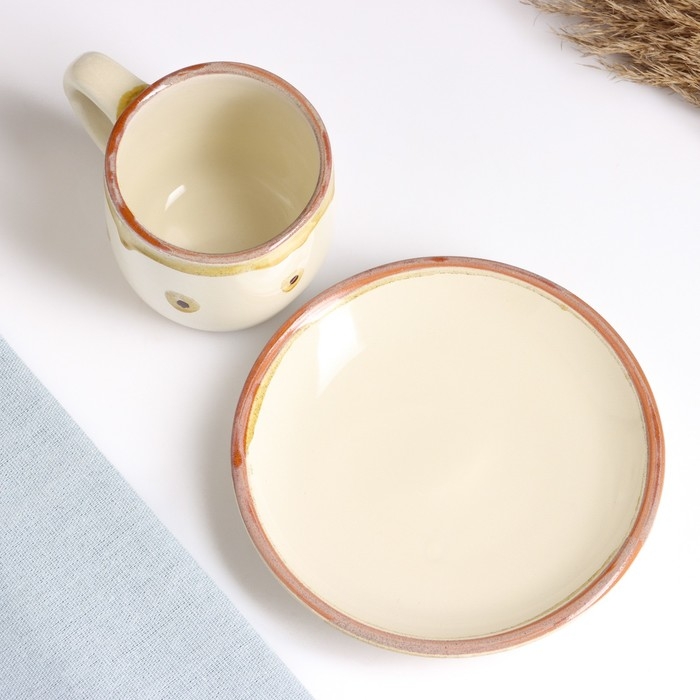 Чайная пара "Форма" 0,2л / 16см, карамель