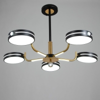 Люстра "Нестер" 5хLED 130Вт 3000-6000К черно-золотой 80х80х35 см BayerLux Люстра "Нестер" 5хLED 130Вт 3000-6000К черно-золотой 80х80х35 см BayerLux