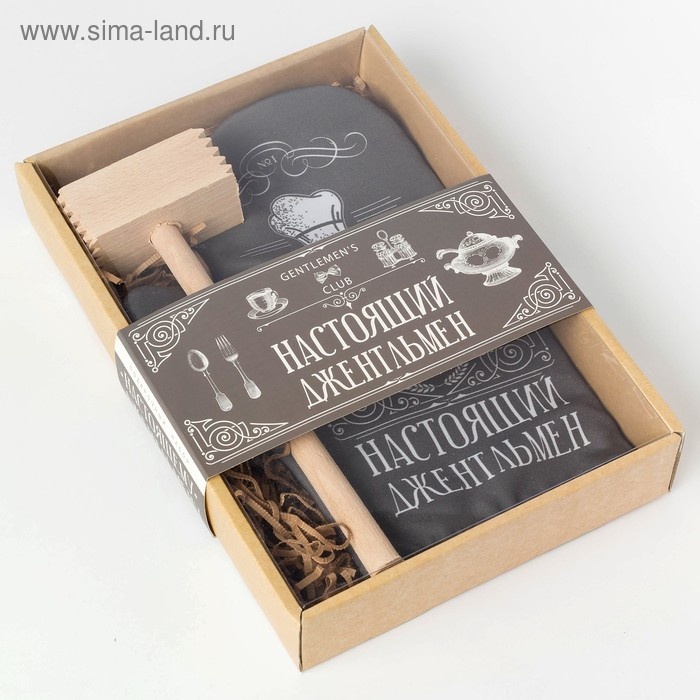 Кухонный набор &laquo;Джентльмен&raquo;,варежка-прихватка 20х28см, молоток деревянный