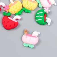 Декор для творчества пластик "Коктейль из фруктов" набор 10 шт 2,1х1,9 см