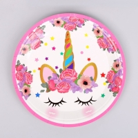 Тарелка бумажная &laquo;Единорог&raquo;, набор, 6 шт