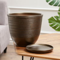 Горшок цветочный "Черное золото" с поддоном, 8л Горшок цветочный "Черное золото" с поддоном, 8л