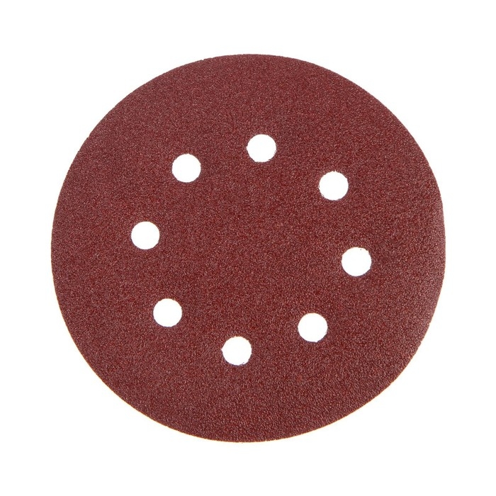 Круг абразивный шлифовальный под "липучку" ТУНДРА, перфорированный, 150 мм, Р60, 5 шт.