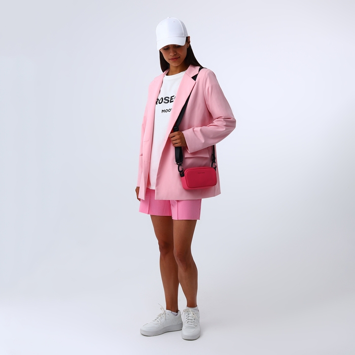 Сумка женская на молнии, TEXTURA, маленький размер, длинный ремень, цвет фуксия Сумка женская на молнии, TEXTURA, маленький размер, длинный ремень, цвет фуксия