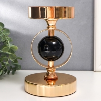 Подсвечник металл на 1 свечу "Чёрный мраморный шар в сфере" золото 18,5х12х12 см Подсвечник металл на 1 свечу "Чёрный мраморный шар в сфере" золото 18,5х12х12 см