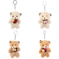 Мягкая игрушка &laquo;Мишутка с цветами&raquo; на брелоке, 11 см, цвет МИКС