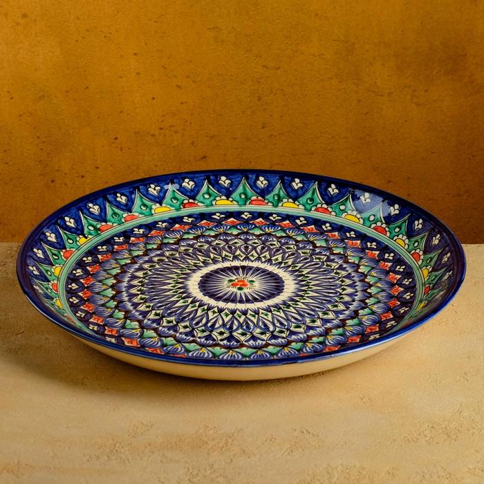 Ляган Риштанская Керамика Ляган Риштанская Керамика "Узоры", 37 см, синий микс