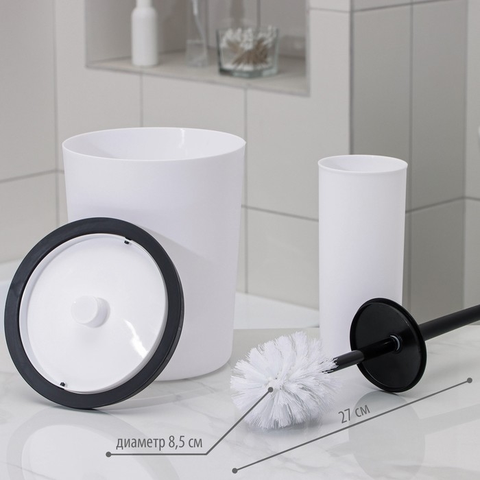Набор для ванной &laquo;Лайт&raquo;, 6 предметов: мыльница, дозатор, 2 стакана, ёршик, ведро, цвет белый