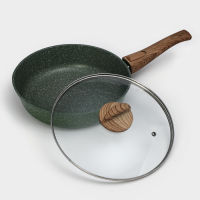 Сковорода Доляна &laquo;Форест&raquo;, d=26 см, стеклянная крышка, съёмная ручка, антипригарное покрытие