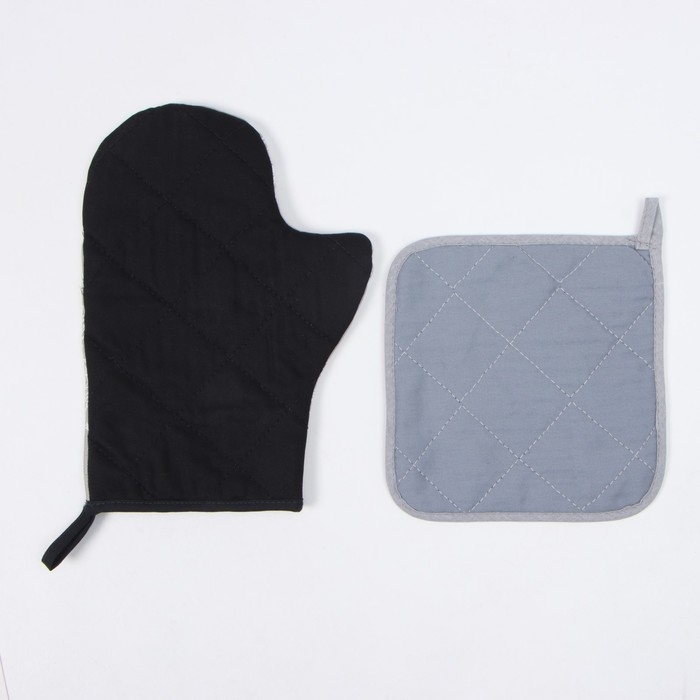 Новый год. Набор кухонный Этель "Рождественские ветки": прихватка 19х19 см, варежка-прихватка 20х28 см, 100