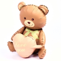 Шар фольгированный 42" «Медвежонок с розовым сердцем», матовый, цвет шоколадный, под воздух Шар фольгированный 42" «Медвежонок с розовым сердцем», матовый, цвет шоколадный, под воздух