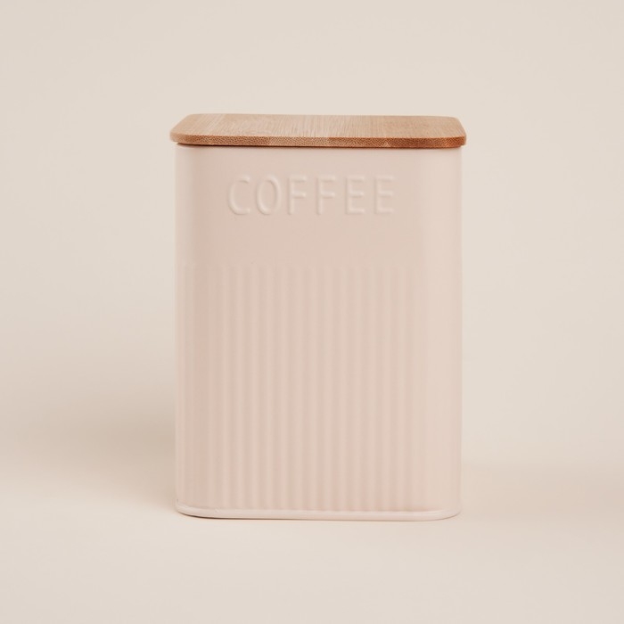 Банка для кофе «Сан-Лоренцо», 10×13 см, цвет розовый, с бамбуковой крышкой Банка для кофе «Сан-Лоренцо», 10×13 см, цвет розовый, с бамбуковой крышкой