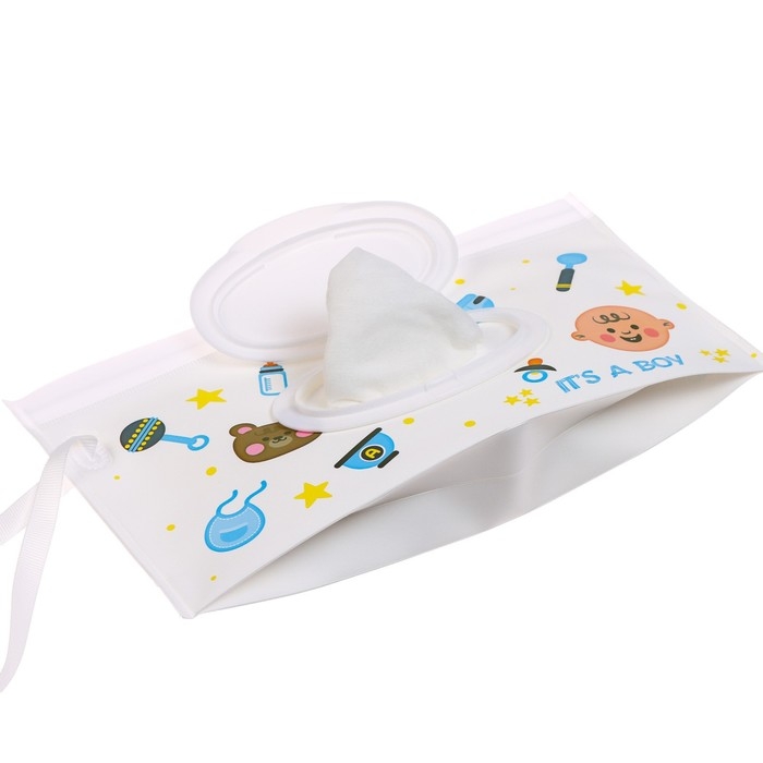 Контейнер для салфеток с петелькой «Коляски», цвет МИКС Контейнер для салфеток с петелькой «Коляски», цвет МИКС