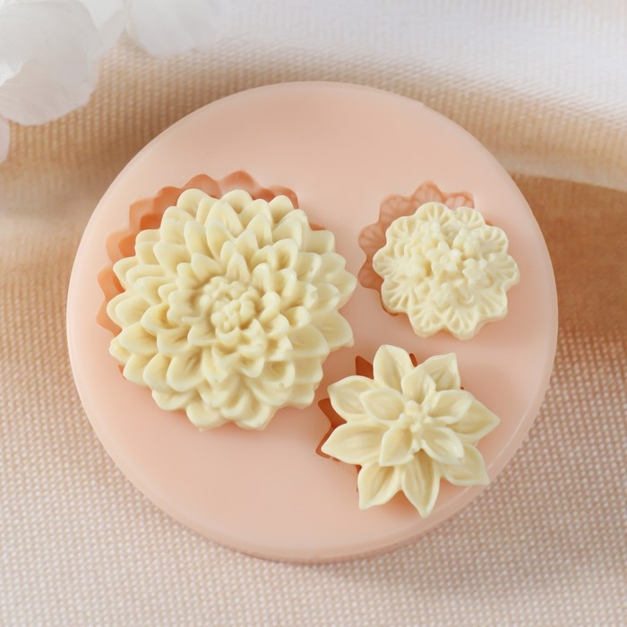 Молд силикон Молд силикон "Цветы микс" 3,1х0,7 2х0,7 1,7х0,7 см