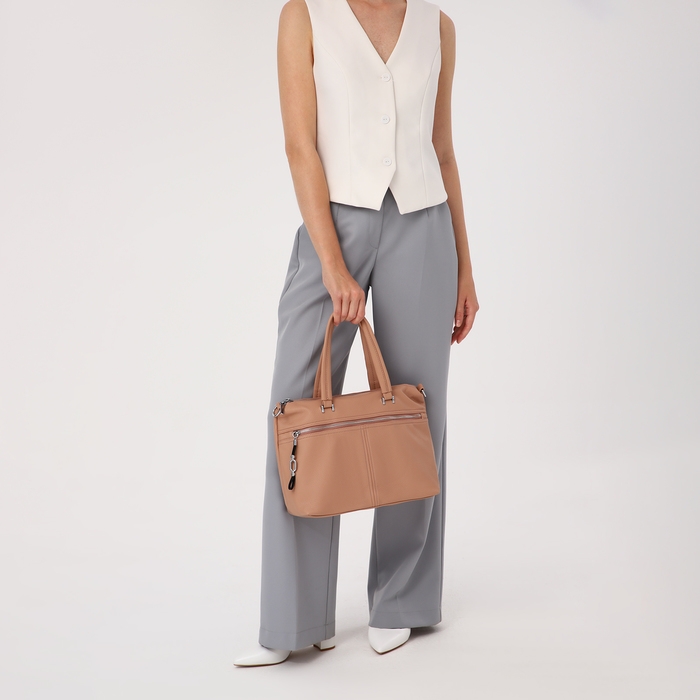 Сумка-тоут на молнии, 2 наружных кармана, цвет розовый Сумка-тоут на молнии, 2 наружных кармана, цвет розовый