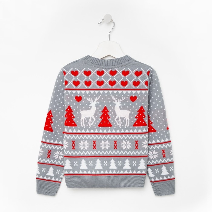 Джемпер вязаный детский KAFTAN Джемпер вязаный детский KAFTAN "Новогодний" размер 32, (110-116 см), серый