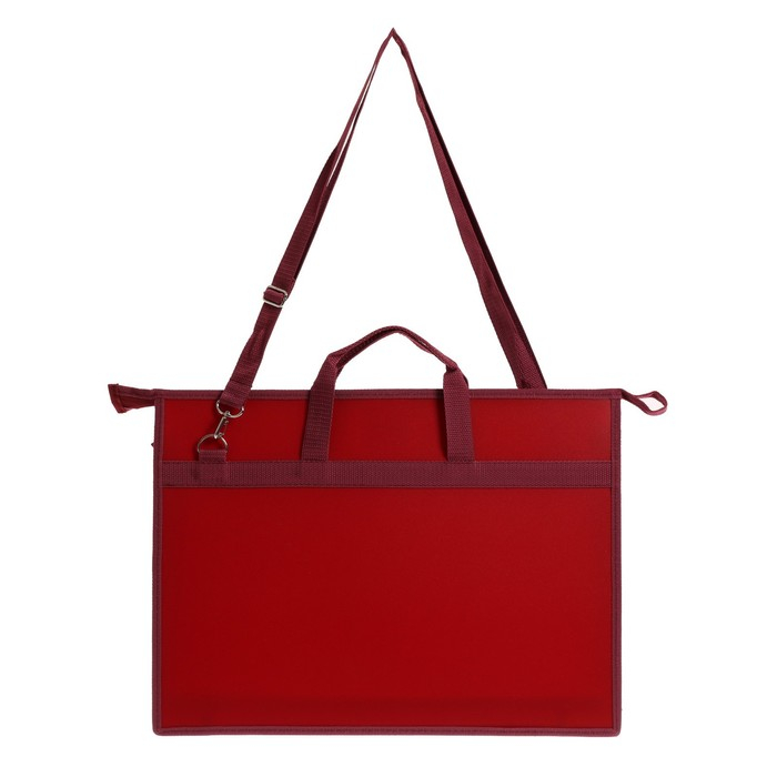 Папка для чертежей и рисунков A3, 420 х 343 х 50 мм, с ручками, пластиковая, молния сверху, 0.9 мм, Папка для чертежей и рисунков A3, 420 х 343 х 50 мм, с ручками, пластиковая, молния сверху, 0.9 мм, "Стандарт" ПР 5, плечевой ремень, бордовая