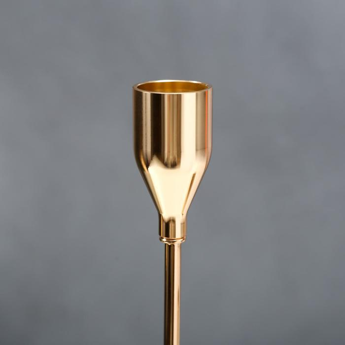 Подсвечник металл "Классика" набор 3 шт золото 24,5х7,7х7,7, 29,5х7,7х7,7, 34,5х7,7х7,7 см