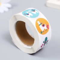 Наклейка бумага "Альпаки" d=2,5 см 500 шт в рулоне 3х6,5х6,5 см Наклейка бумага "Альпаки" d=2,5 см 500 шт в рулоне 3х6,5х6,5 см