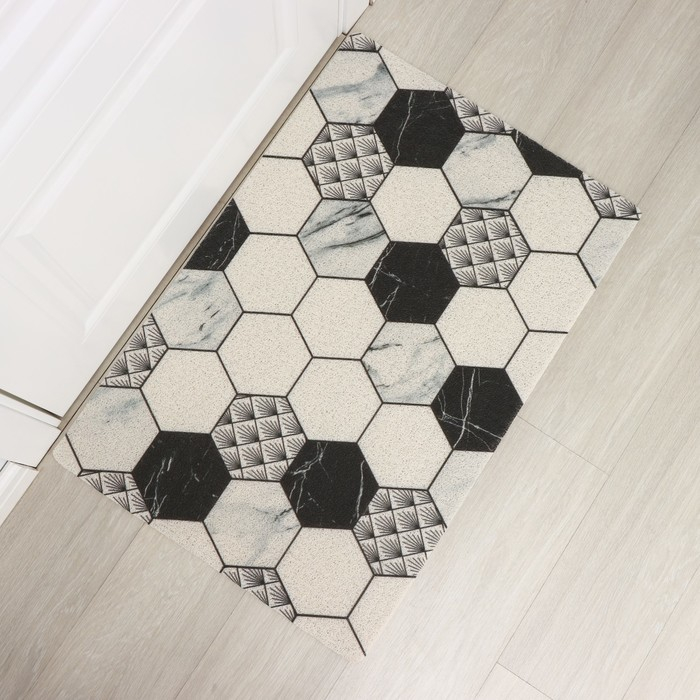 Коврик придверный грязезащитный Доляна &laquo;Мрамор&raquo;, вырезной, 50&times;80 см, цвет серый