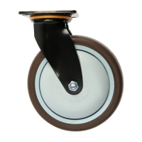 Колесо для трансп. тележек поворотное ТУНДРА, d=200 мм, на пдощадке, покрытие TPR Колесо для трансп. тележек поворотное ТУНДРА, d=200 мм, на пдощадке, покрытие TPR