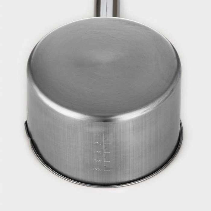 Ковш из нержавеющей стали &laquo;Базис&raquo;, 1,2 л, d=16 см, с мерной шкалой, металлическая ручка